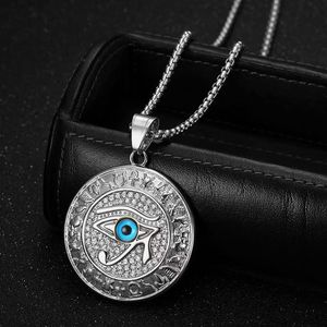Collar con Colgante de Joyería de Moda de Acero Inoxidable, Impermeable y Antideslustre, con Diseño Geométrico de <span class=keywords><strong>Runas</strong></span> y Ojos Azules, Estilo Hip Hop, <span class=keywords><strong>para</strong></span> Hombre - Product Image 3