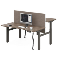 Bureau debout électrique Bureau double assis-debout Poste de travail réglable en hauteur pour 2 personnes ouvertes en face à face avec panneau de confidentialité