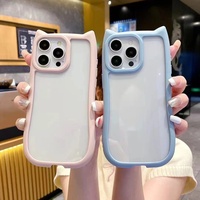 Funda Transparente para Teléfono Móvil con Orejas de Gato 3D para iPhone 16 Pro Max 15 14 13 12 11, Diseño de Gatito Adorable, Antigolpes