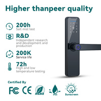 Serrure intelligente en alliage d'aluminium ACCELLOCK WF11 de sécurité de classe C, empreinte digitale, WiFi/ Compatible avec l'application Tuya/TTlock pour porte en bois