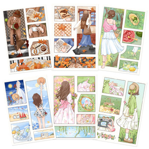 Paquete <span class=keywords><strong>de</strong></span> 8 Pegatinas Ilustradas ''Diversión <span class=keywords><strong>de</strong></span> las Cuatro Estaciones'' <span class=keywords><strong>para</strong></span> <span class=keywords><strong>Niñas</strong></span>, Pegatinas <span class=keywords><strong>para</strong></span> Decorar Fundas <span class=keywords><strong>de</strong></span> Teléfono y <span class=keywords><strong>Cuadernos</strong></span> - Product Image 1