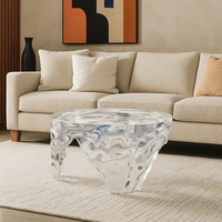 JingYue table à thé en résine de luxe transparente personnalisée meubles fabriqués à la main pour les espaces commerciaux hôtels salons