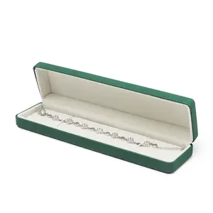Kotak Kalung Hadiah Perhiasan Logo Kustom Anting-Anting Hijau Mint Kotak Anting-Anting Beludru Anting-Anting Kotak Kalung Liontin dengan Logo