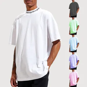 MGOO ड्रॉप कंधे बड़े सफेद रंग Pima कपास कस्टम लोगो काटने का निशान कॉलर टी शर्ट