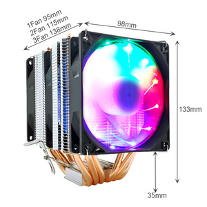 SNOWMAN 6 Tubos de calor CPU Cooler <span class=keywords><strong>RGB</strong></span> Radiador Silencioso <span class=keywords><strong>PWM</strong></span> Ventilador de computadora de <span class=keywords><strong>4</strong></span> pines para Intel LGA 1700 115X AM5 AM4 PC Cooler PC <span class=keywords><strong>Fan</strong></span> - Product Image 6
