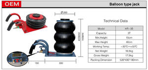 Hochwertiger Tragbarer Pneumatischer 3-Tonnen-Wagenheber mit Dreifach-Luftkissen aus Stahl - Product Image 2