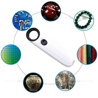 40x 21mm Optical Lens Straight Handle Magnifying Glass with 2 LED Lights Pocket Magnifier Illuminated Lupa for Reading