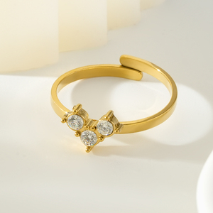 Ensemble de bijoux romantiques en acier inoxydable plaqué or 18 carats, design en forme de V, serti de diamants, en forme de cœur - Product Image 6