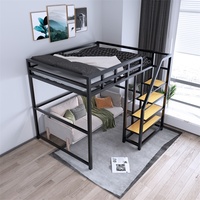 Lit Loft Double Couche Art Simple Lit Cadre Doux avec Appartement Simple Gain de Place Bureau Bas Maison Chambre Style