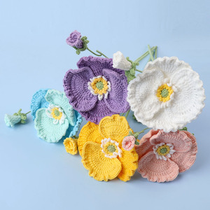 Ramo de amapolas terminado, flores tejidas a mano, flores de lana de ganchillo, flores artificiales, tejido a crochet, venta al por mayor - Product Image 3