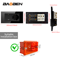 BAOBEN Panneau de prise italienne EU avec USB-C et USB-A à charge rapide, Module d'interrupteur DIY noir