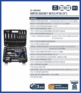 Juego de Herramientas Combinadas de 94 Piezas de 1/2" y 1/4" Directo de Fábrica, Juego de Herramientas Manuales, Destornilladores, Alicates, Llaves de Tubo - Product Image 2