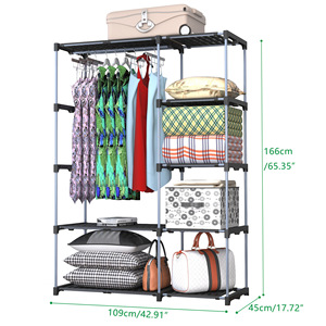 Organisateur de rangement de placard multifonctionnel multicouche moderne en plastique et métal, porte-chaussures, porte-vêtements suspendu pour chambre à coucher - Product Image 5