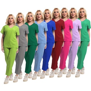 Hzmnoi Women Scrub Set Green V Neck Top Pants Moisture Wicking Hospital Uniforms - Product Image 5