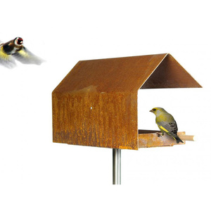 JH-Mech-Mangeoire à oiseaux suspendue en métal de forme carrée en acier corten - Product Image 4