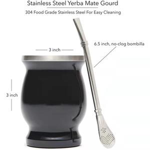 Tasse à thé créative, 8oz, en acier inoxydable, à Double paroi, gobelet gourde avec paille Bombilla - Product Image 5