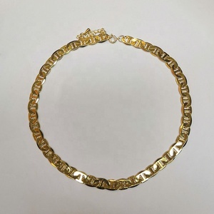 Di alta Qualità 18K Placcato Oro Piatto In Ottone Ambientale ellittica catena con la linea centrale Della Collana P203147 - Product Image 5