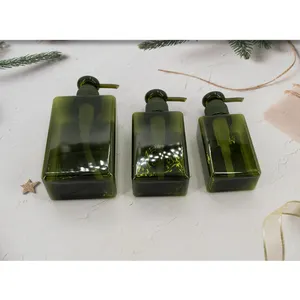Các Nhà Sản Xuất Bao Bì Kem Dưỡng Da Và Điều Hòa Màu Xanh Lá Cây Giá Rẻ Chai Dầu Gội Chai Nhựa Vuông Nhựa Chai Dầu Gội Đầu - Product Image 4