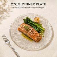 Assiette de service ronde texturée en verre tressé transparent de 22 cm, 27 cm, 33 cm pour desserts, idéale pour hôtels et restaurants (vente en gros)