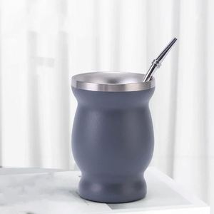 Tasse à maté argentin personnalisée de 8 oz en acier inoxydable 304 à double paroi avec paille et cuillère - Product Image 1