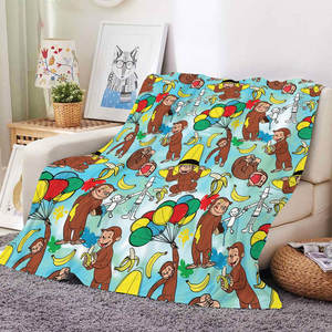 Manta de Franela Suave y Cálida con Diseño de Mono Curioso de Dibujos Animados Retro Personalizada al por Mayor para Invierno - Product Image 4