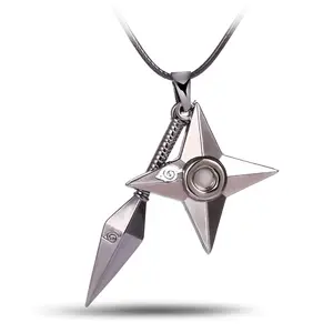 Japanese Anime Jewelry Metal Necklace Shuriken Darts Necklace