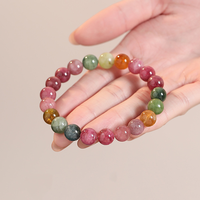 Natürliches Brasilianisches Regenbogen-Turmalin-Armband - Regenbogenfarbene Altbahnenkristalle - Einzelring-Schmuck