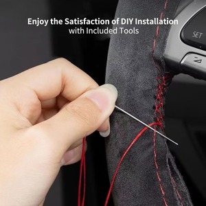 Funda Universal Antideslizante de Cuero de Microfibra para Volante Cosido a Mano, Cubierta Premium de Cuero de Gamuza para Todos los Vehículos - Product Image 5