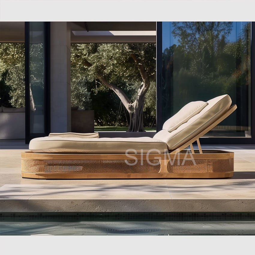 Outdoor Furniture Patio Pool Lounger Teak Outdoor Chaise Sun Loungers
