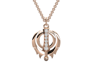 Collier pendentif Khanda en or plaqué 18 carats avec diamant naturel, chaîne en corde, cadeau de luxe pour femme, Rakhi pour frère ou sœur, par OMKAR JEWELS - Product Image 4