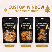 Support de sac à collation étanche à l'humidité et anti-casse en composite multicouche personnalisé pochette d'emballage de cadeau de Noël en feuille d'aluminium scellée à fermeture éclair