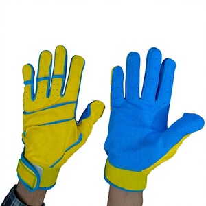 Gants de baseball et de softball en cuir jaune et bleu au design unique, légers pour l'entraînement sportif en extérieur, gants de frappe confortables - Product Image 1