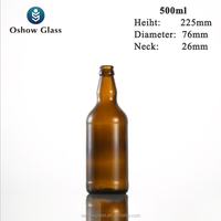 OSHOW Vente en gros 330ml 330cc Bouteilles de bière en verre ambré Bouteille de soda à long col avec couvercle couronne pour vin Verre vide transparent