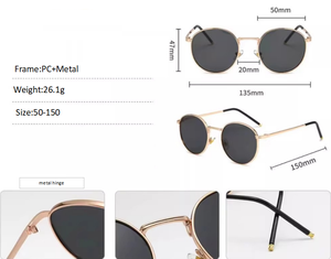 Солнцезащитные очки с квадратной круглой рамкой, поляризованные солнцезащитные очки с УФ-400, солнцезащитные очки с золотистым стеклом, металлическая петля - Product Image 3