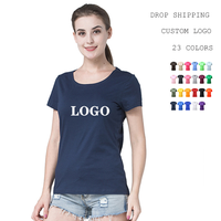 T-shirt décontracté avec Logo personnalisé pour femme, haut en coton, estival et décontracté