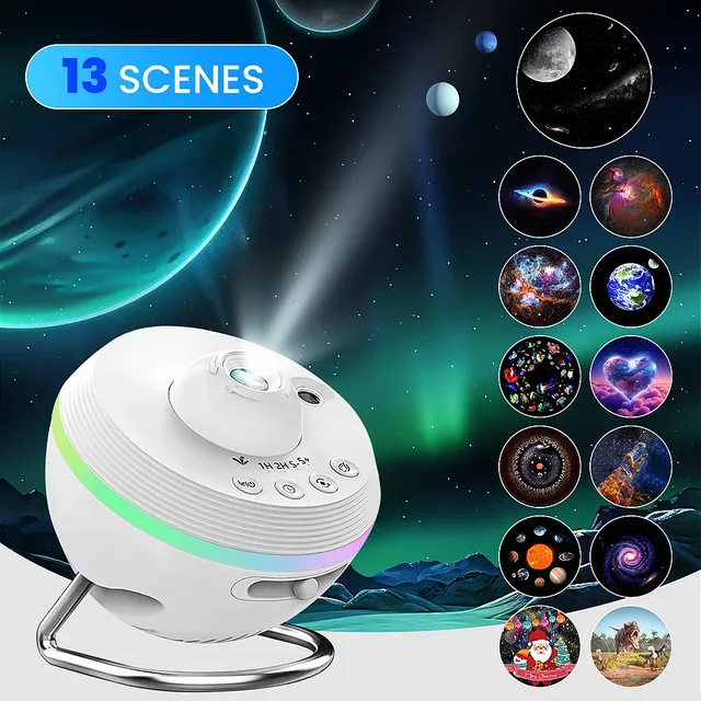 Galaxy Projector 13 1 Meteor HD Planetarium Star Projector 360 Rotating Extra-Large Area Timed Bed Light Made of Durable Plastic