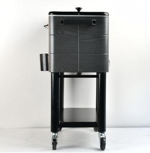 80qt Patio Houtnerf Koeler Kar Met Wielen En Plank Rollende Koeler Drankkar Ijs Bier Koeler Fabricage - Product Image 4