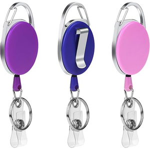 Articolo di Tendenza: Porta Badge Retrattile Resistente con Moschettone e Anello Portachiavi per Carte d'Identità, Forniture per Ufficio, Pronto per la Spedizione - Product Image 1