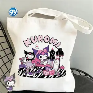 Cute Kuromi Sanrio Handheld Shoulder Backpack Large Capacity Shopping Bag Student High Appearance Handbag Cute Things for Girls