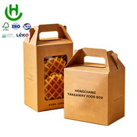 Boîte alimentaire personnalisée pour boulangerie avec fenêtre transparente, impression personnalisée, en papier kraft, portable, écologique, pour gaufres et pâtisseries, vente en gros