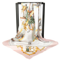 Bufanda cuadrada de seda de marca de lujo para mujer, Hijab con estampado satinado, pañuelo de Pareo musulmán, chal, diadema, 90x90cm