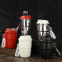 Botol Kopi Stainless Steel Dinding Ganda Terisolasi, Mug Kopi Perjalanan Anti Bocor, Botol Minuman Panas Dingin