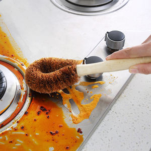 Cepillo de limpieza de palma de coco natural con mango largo, cepillo quitamanchas no grasoso, cepillo para lavar platos, cepillo para limpiar ollas y cuencos - Product Image 6