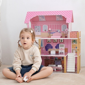 Casa <span class=keywords><strong>de</strong></span> Muñecas Rosa Personalizada al por Mayor, Muebles en Miniatura <span class=keywords><strong>de</strong></span> <span class=keywords><strong>Madera</strong></span>, Juguetes, Poppenhuis, Casa <span class=keywords><strong>de</strong></span> Muñecas Estilo DIY con Habitación Grande <span class=keywords><strong>para</strong></span> <span class=keywords><strong>Niñas</strong></span> - Product Image 3