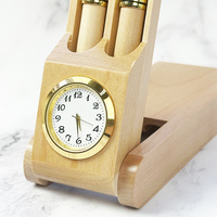 Set Hadiah Pulpen Kayu Grosir Pabrik 2 Pulpen Ballpoint dengan Stand Pulpen Kayu dan Jam