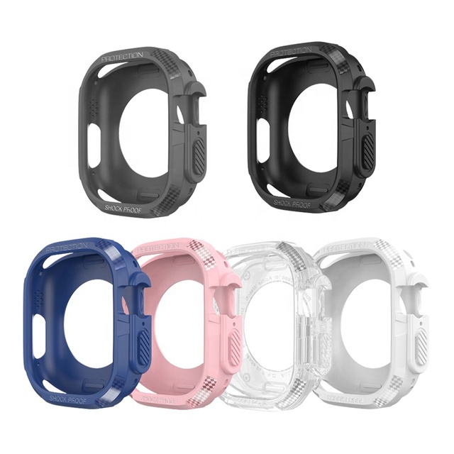 Ultra 49mm Soft Silicone TPU Protective Case for Apple Watch 7 8 41 45 Shockproof Frame Cover with Breathable Charm