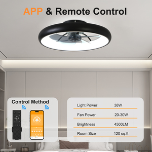 21.7" Sleek Black Ultra-Thin <b>Ceiling</b> <b>Fan</b> with Light 6-Speed Reversible Fandelier Silent Motor Farmhouse Modern Decor for Bedroom - Product Image 5