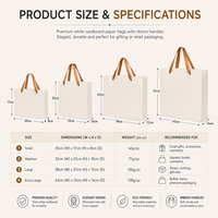 Sac en papier cartonné blanc personnalisé avec poignée, emballage cadeau, impression de logo OEM ODM pour les magasins de détail