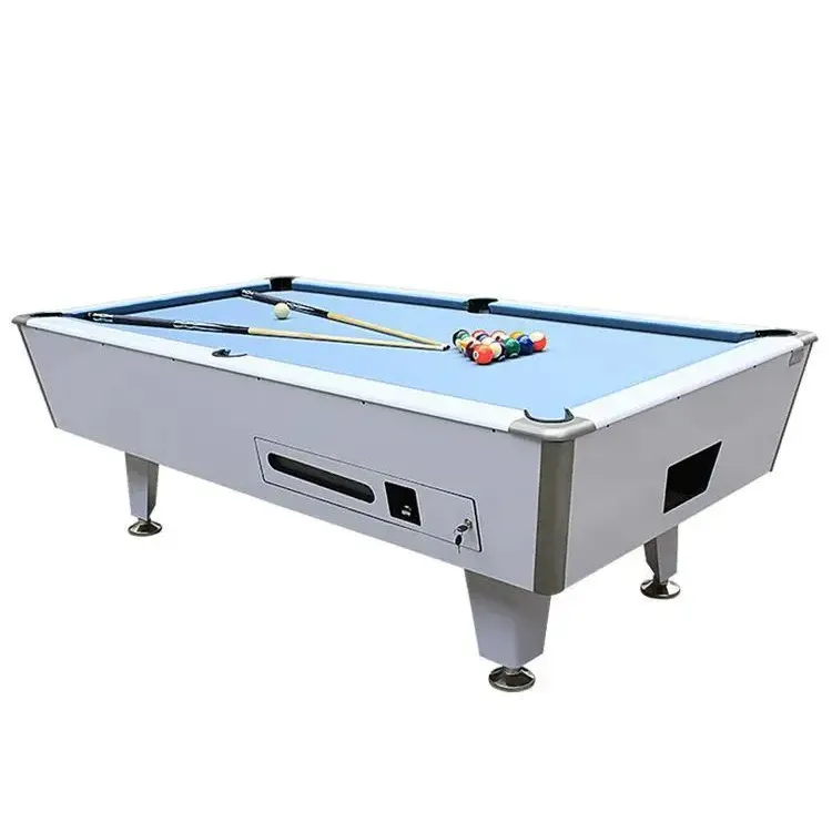Cheap White commercial professinal 7ft 8ft coin-operated token billiard snooker pool table with coin operated slot op mechanism