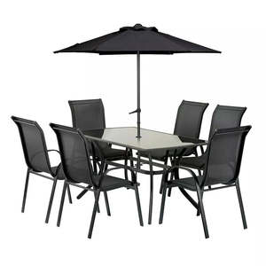 Set di Mobili da <span class=keywords><strong>Giardino</strong></span> in Acciaio con <span class=keywords><strong>Tavolo</strong></span>, Sedie e Ombrellone per Esterni - Product Image 4